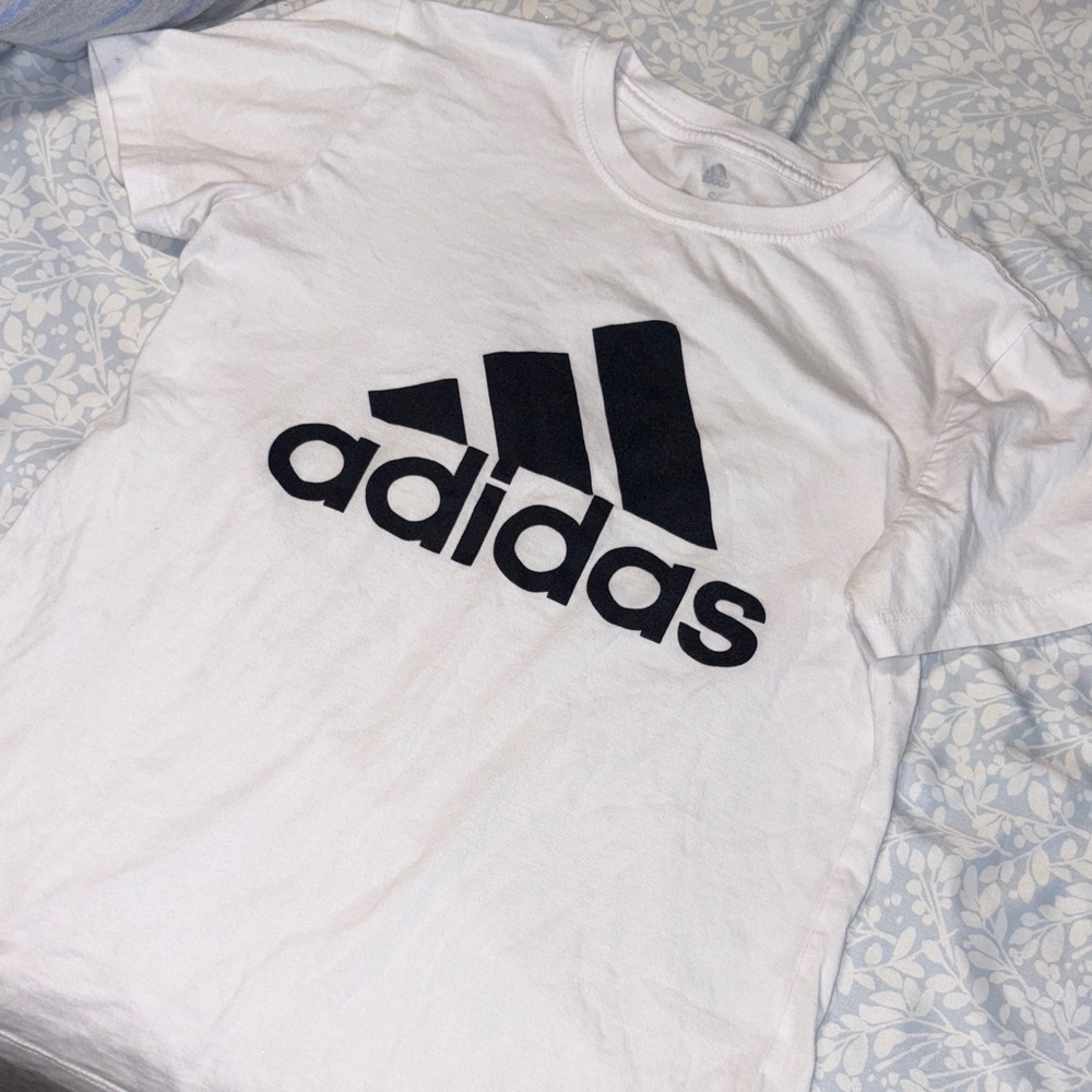 Adidas Classic Tee in White with Black Emblem